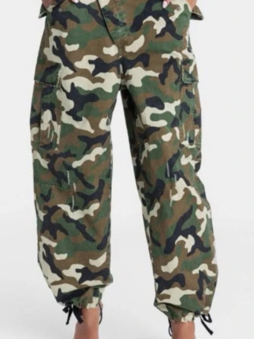 KBB Karlana Camo Cargo Pants Women's Medium Olive Green Camouflage Utility Jog